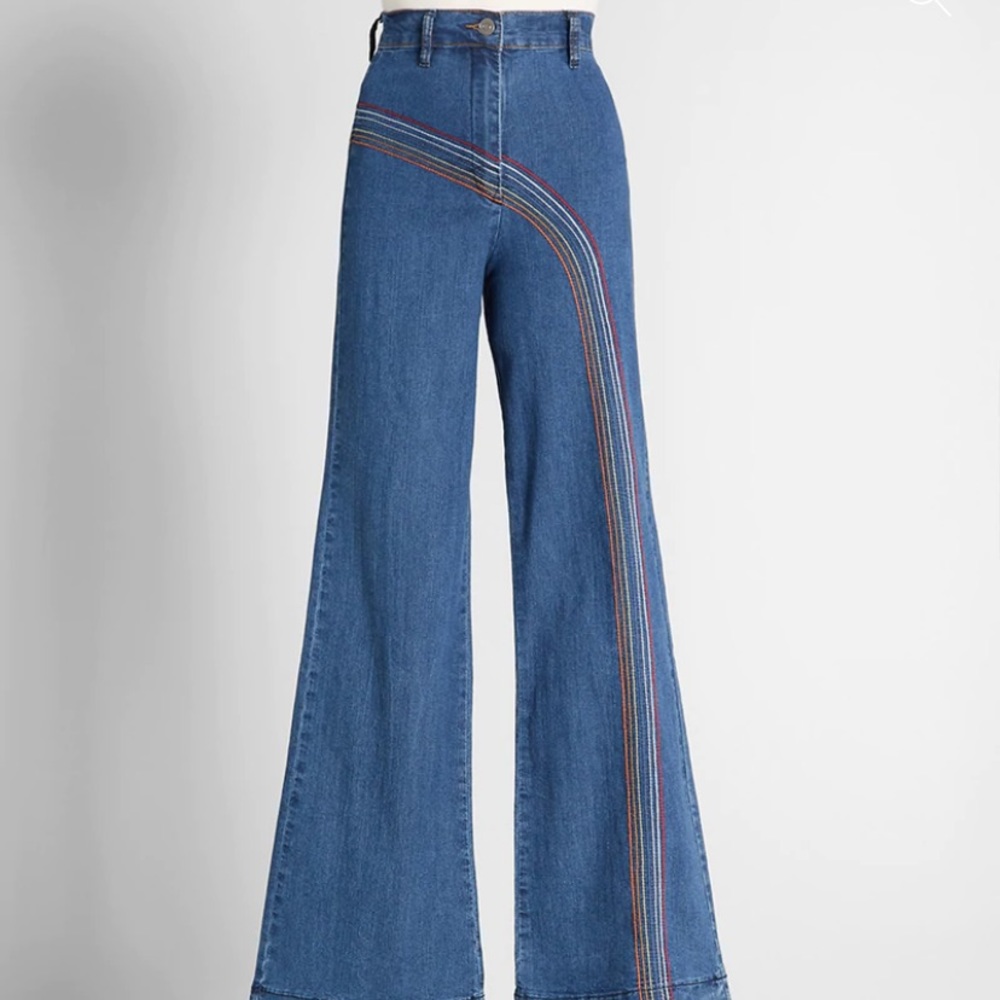 Rainbow With Me Wide Leg Jeans ModCloth bell bottoms